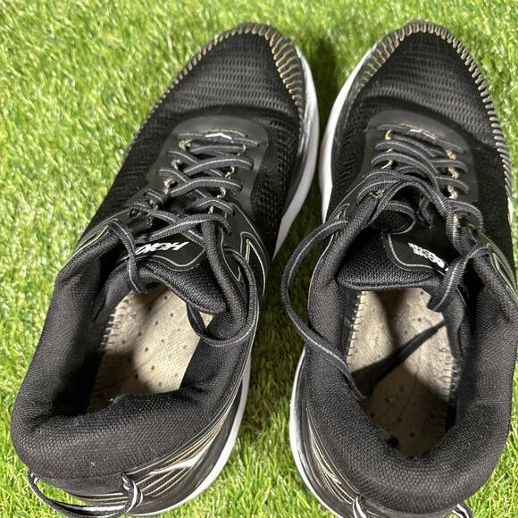 Hoka One One Bondi 7 Black Running Shoes Sneakers 10.5 Women 1110519 BWHT - Picture 13 of 14